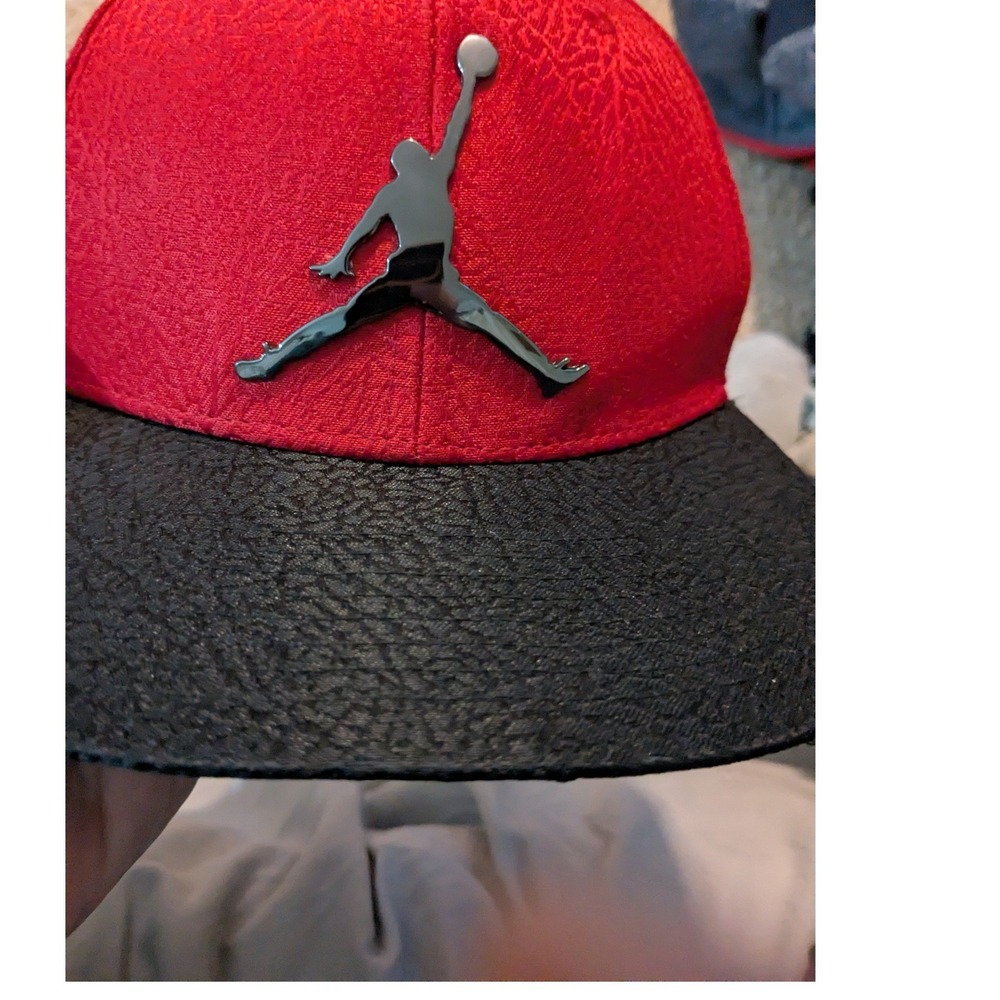 Jordan Kids Red Black Elephant Print Jumpman Snapback Hat 617847650813 Youth fla